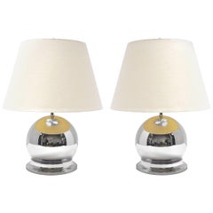 Pair of 1980s Chrome Ball Lamps