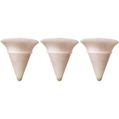 Set of Three Fluted Art Deco Wall Sconces, Mid-20th Century
