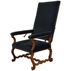 French Walnut and Upholstered Louis XIV Period Ratchet Fauteuil, 18th Century