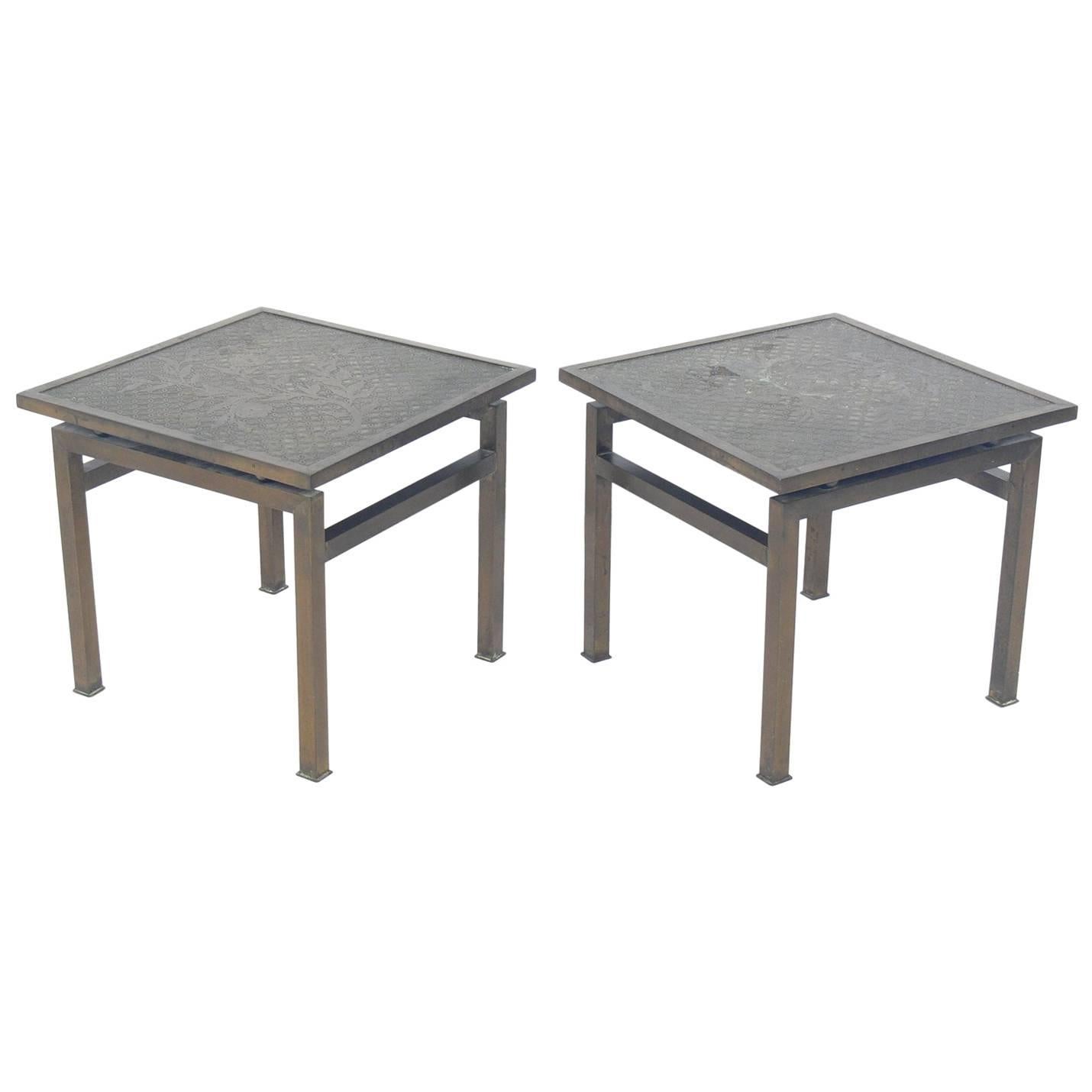 Pair of Bronze Side Tables by Philip and Kelvin LaVerne