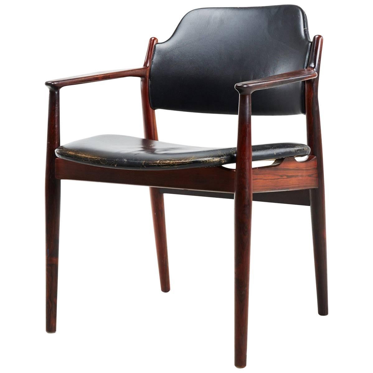 1960s Arne Vodder Model 62A Armchair in Rosewood and Black Leather, Sibast