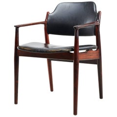 1960s Arne Vodder Model 62A Armchair in Rosewood and Black Leather, Sibast