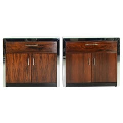 Milo Baughman Rosewood and Chrome Nightstands