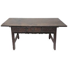 Period 17th Century Spanish Baroque Chestnut Trestle Table