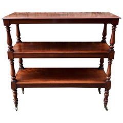 English Mahogany Three-Tier Trolley on Brass Casters, circa 1840 English Mahogany Three-Tier Trolley on Brass Casters, circa 1840