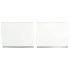Milo Baughman Nightstands in White Lacquer