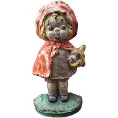 Antique Early 20th Century "Little Red Riding Hood" Doorstop