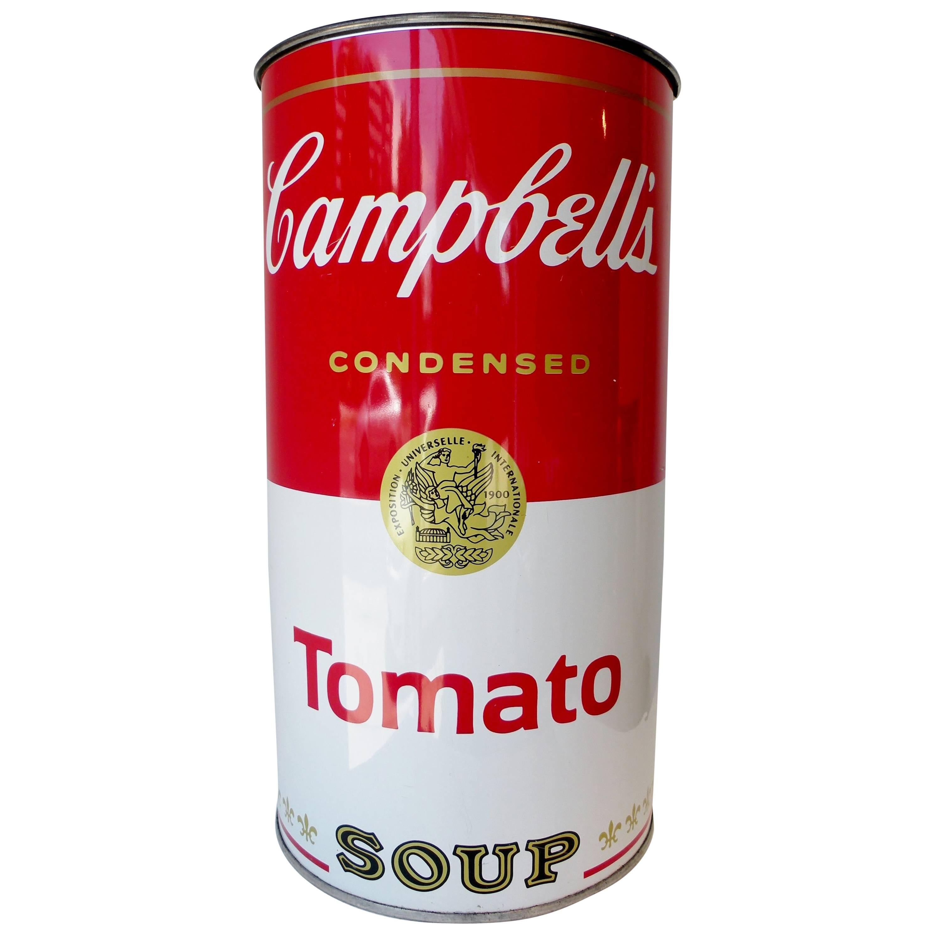 Mid-Century Campbell's Tomato Soup Umbrella Stand Waste Can After Andy Warhol