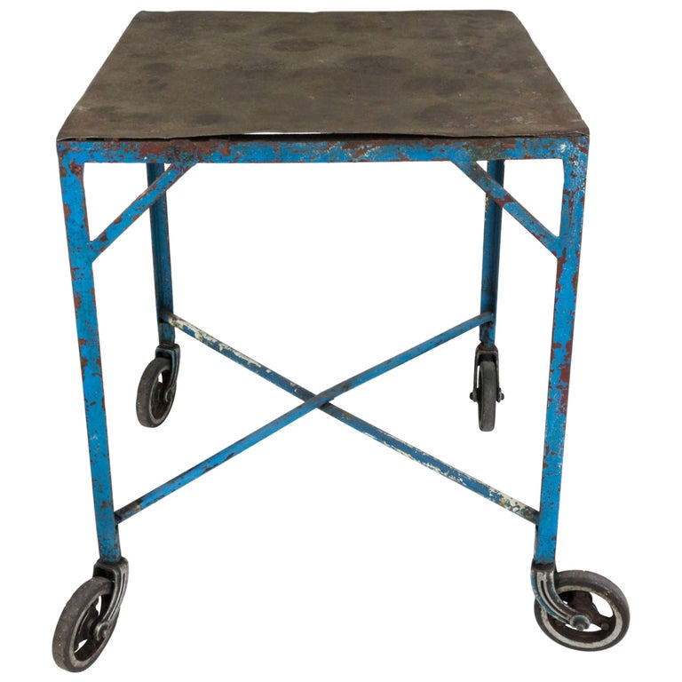 French Industrial Table on Casters For Sale at 1stDibs
