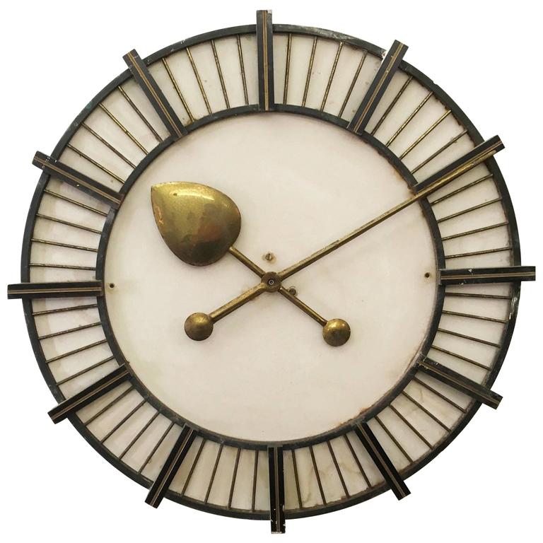 Large Factory or Wall Clock Attributed to Siemens For Sale at
