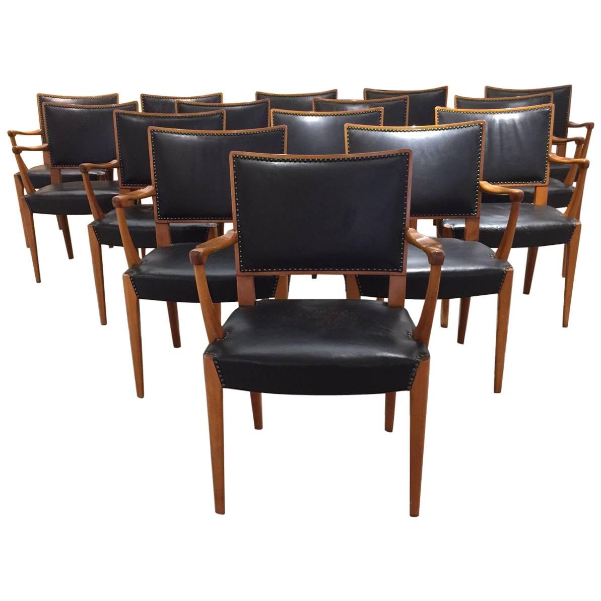 Set of 15 Armchairs Attributed to Axel Einar Hjorth for Sweden, circa 1940