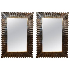 Pair of Decorative Murano Glass Amber Mirrors 5