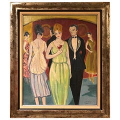 French Oil on Canvas by Rene Mendes of the Ballroom