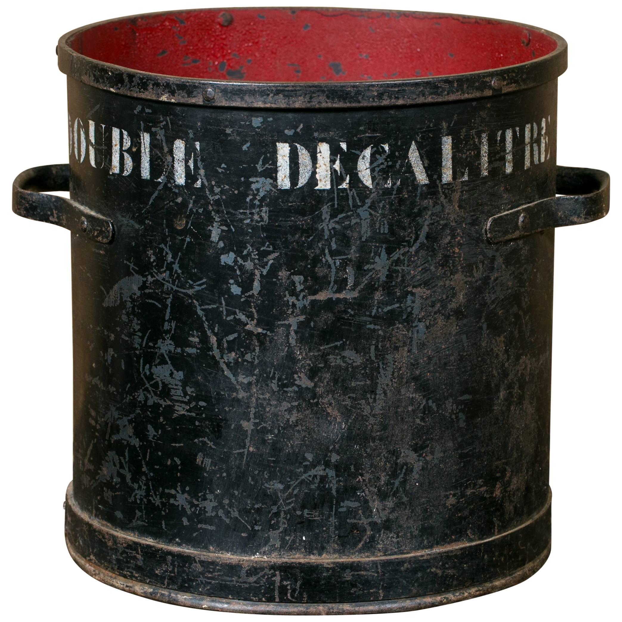 Vintage Large Red and Black Double Decalitre Measure from Belgium, circa 1940