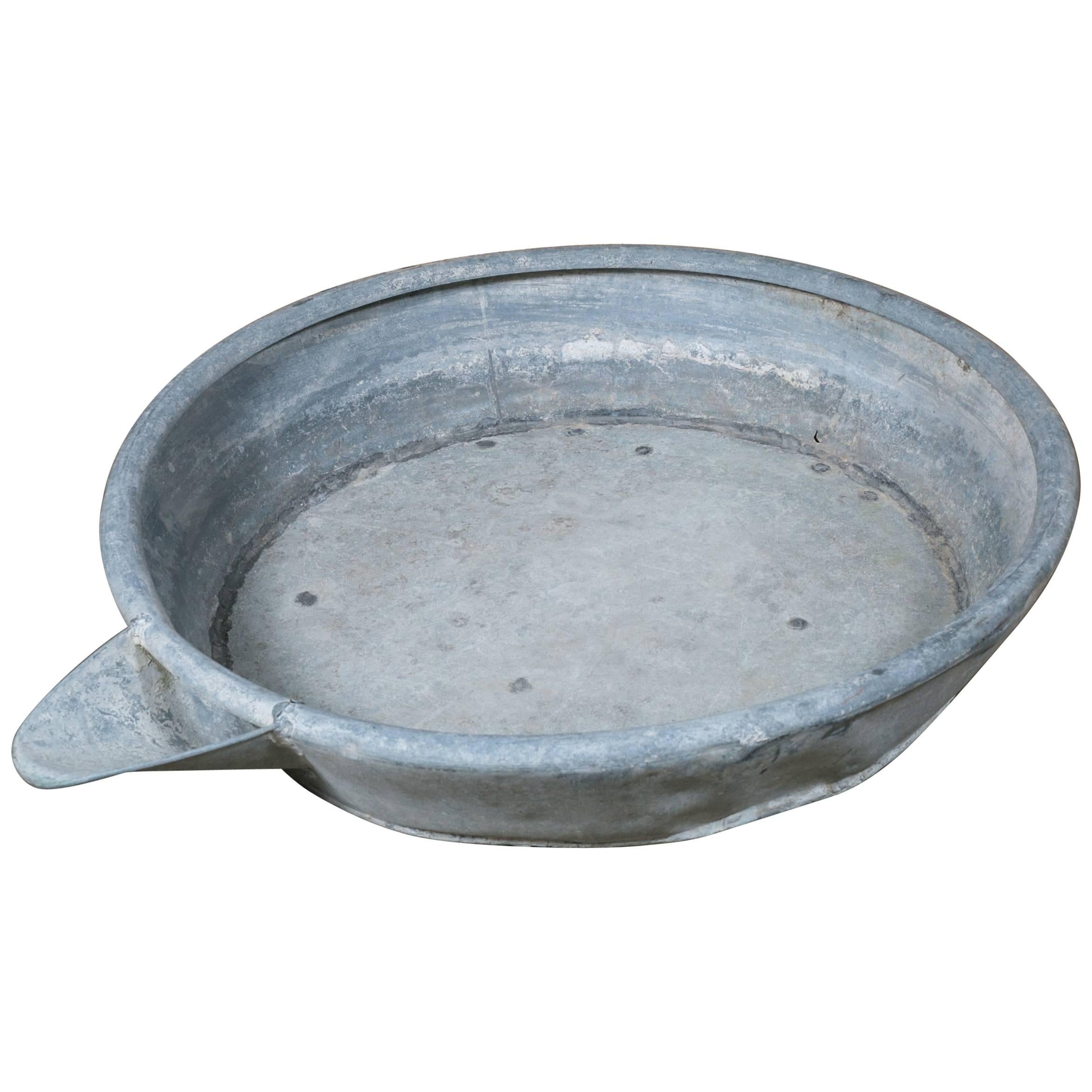 Over-Sized Industrial Zinc Bowl with Spout