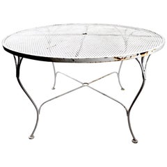 Round Woodard Dining Table with Cabriole Legs and Mesh Top