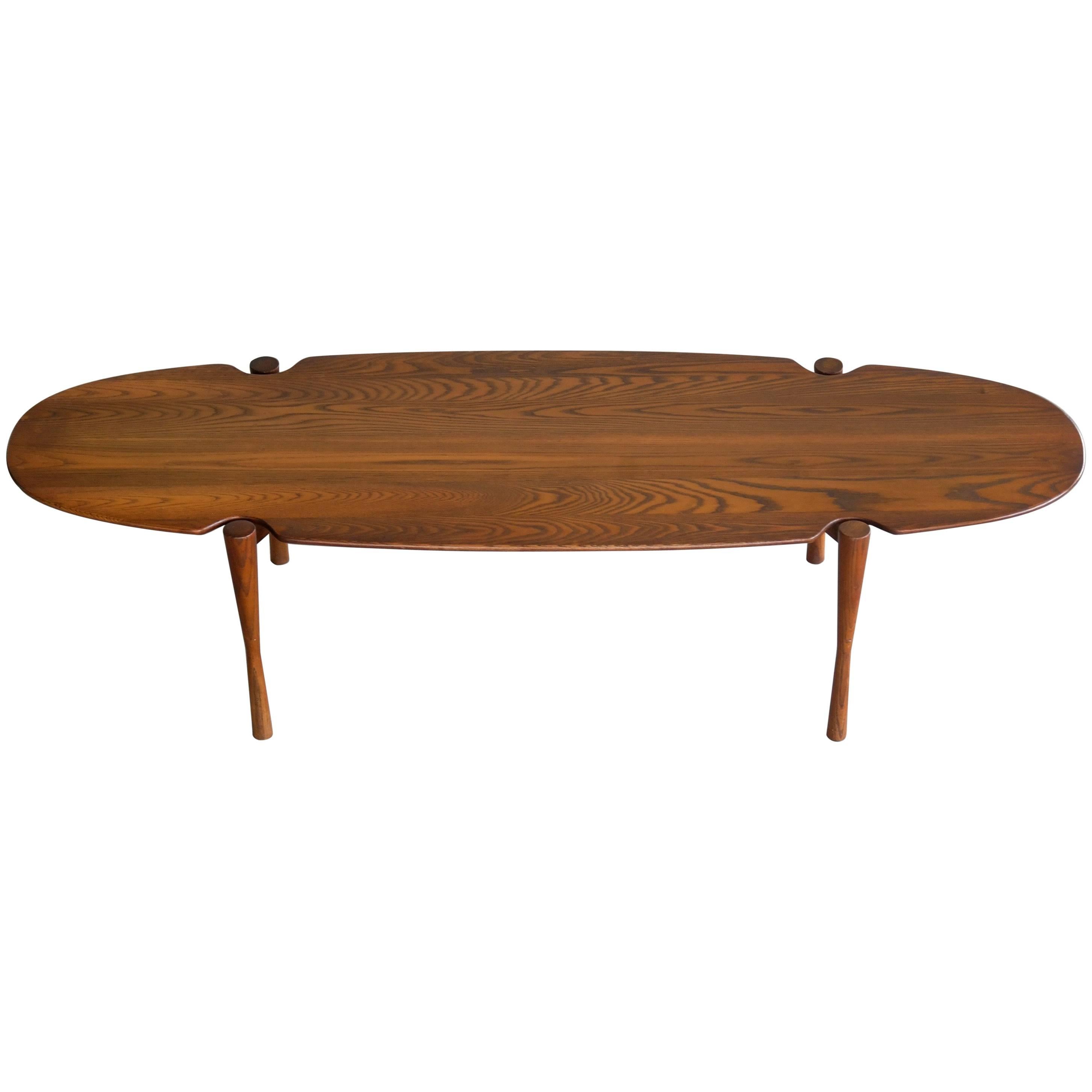 Mid-Century Surfboard Coffee Table in Solid Ash