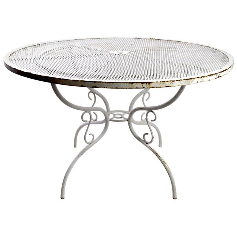 Woodard Wrought Iron Dining Table with Scroll Decorated Base