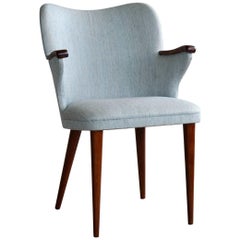 Frode Holm Rosewood and Black Leather Vanity Chair, Denmark, 1950s ... Frode Holm Rosewood and Black Leather Vanity Chair, Denmark, 1950s ...