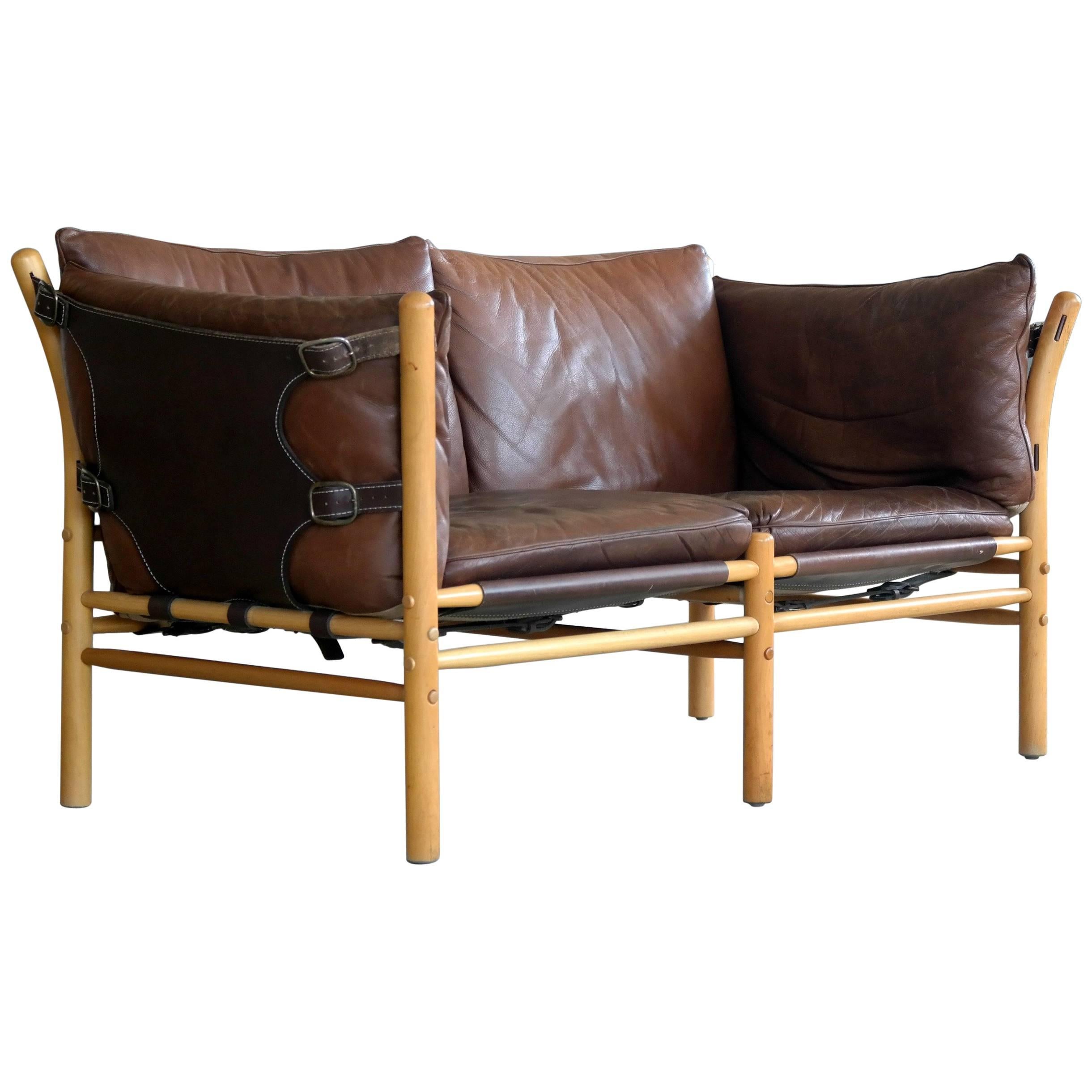 Arne Norell Safari Sofa Model Ilona in Cognac Leather for Norell Ab, Sweden