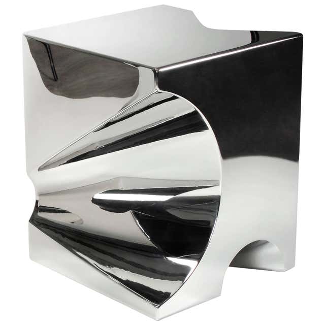 Monolit Side Table, Stainless Steel by Cezar Moldovan x Arbore For Sale ...