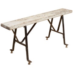 Vintage 20th Century French Industrial Bench Made of Metal and Wood, 1940s