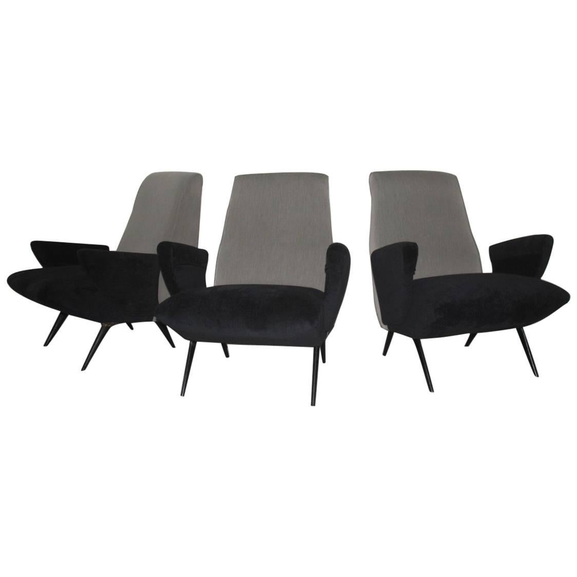 Nino Zoncada Armchair for Framar Made in Italy, 1950 Grey Black For Sale