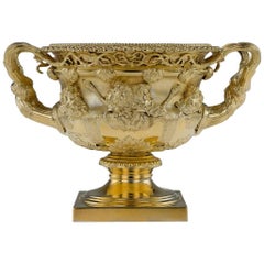 Antique 20th Century Edwardian Solid Silver-Gilt Warwick Vase, London, circa 1908