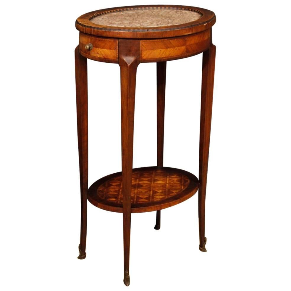 19th Century Inlaid Side Table with Marble Top