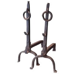 20th Century Pair of French Andirons Made of Wrought Iron, 1940s