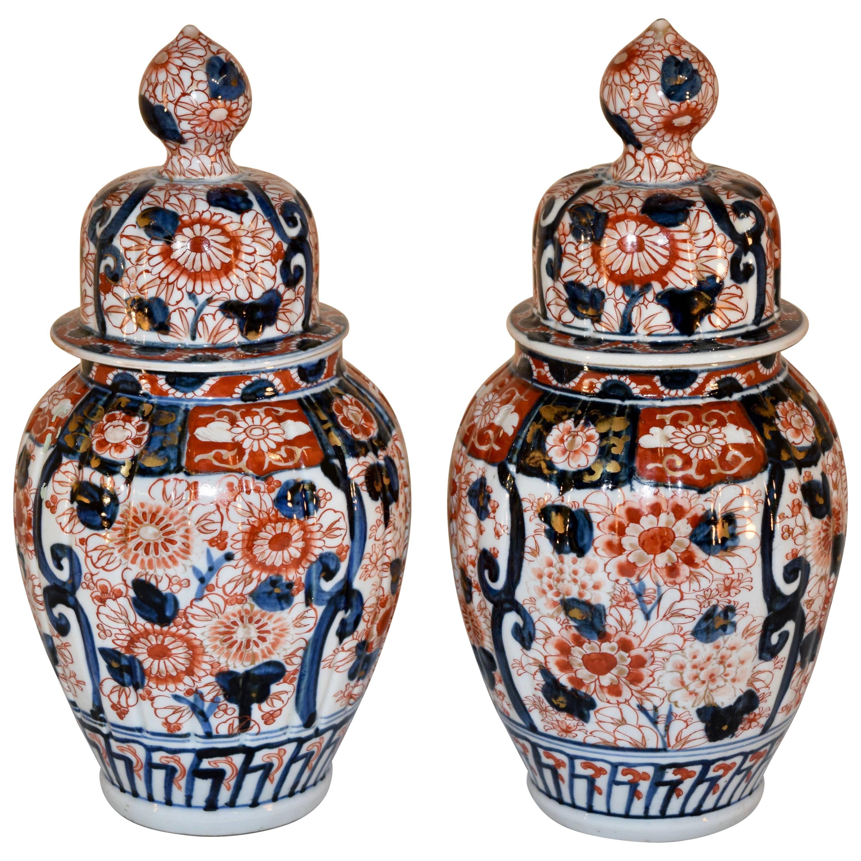 19th Century Pair of Small Imari Jars
