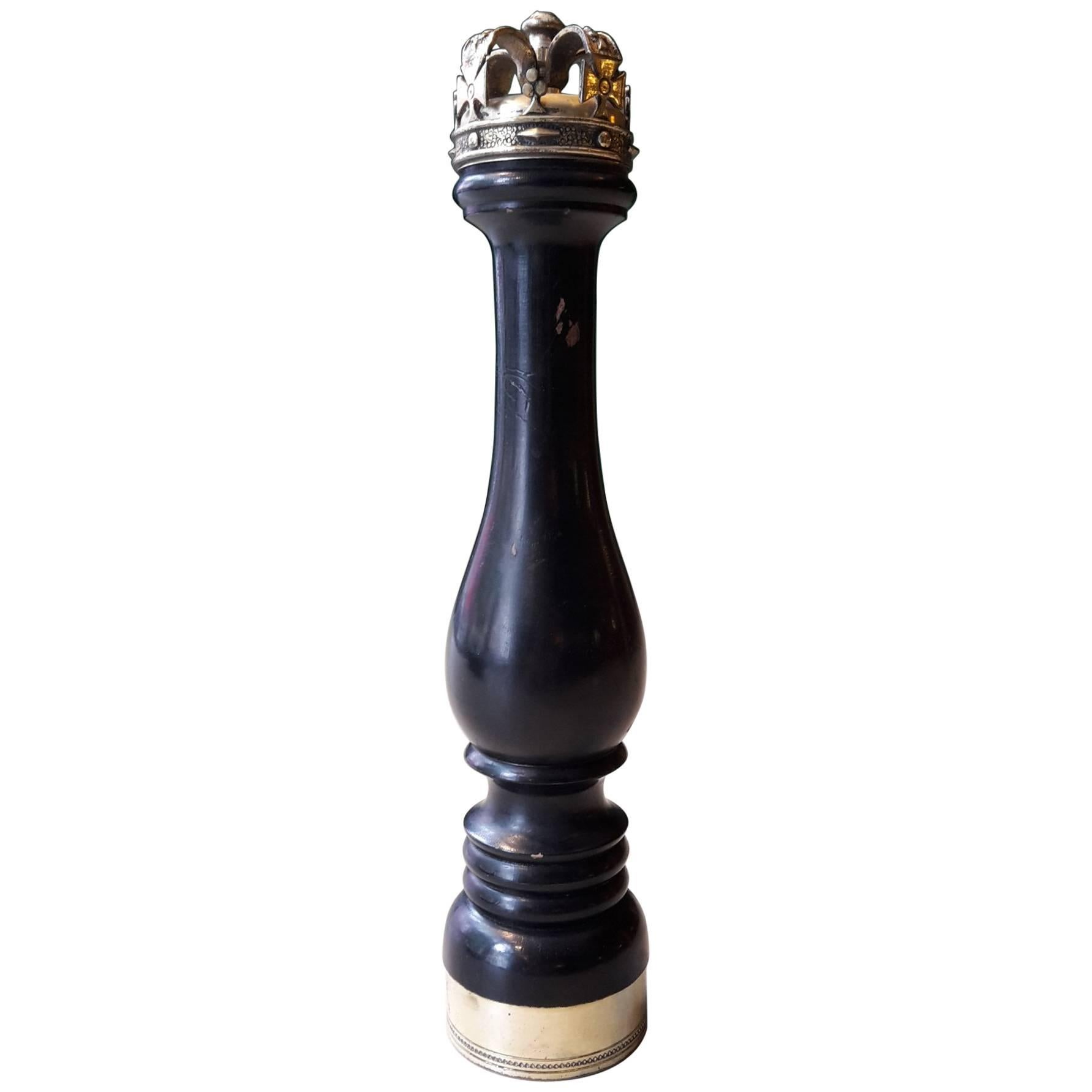 20th Century, Italian Pepper Mill Made of Wood, Metal and Brass