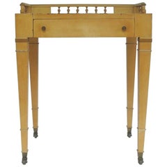 1950s Blonde Mahogany Side Table with Leather Top 7