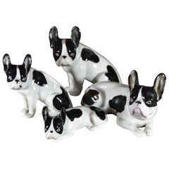 German Porcelain French Bulldog Family, Early 20th Century