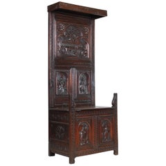 Carved Oak Porters Chair/Settle