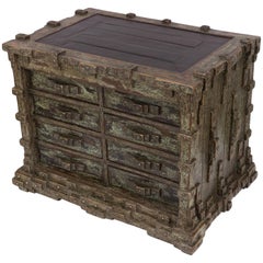 Impressive Brutalist Art Drawer Cabinet with a Beautiful Patina, Signed Ar-BO 9