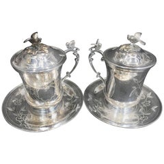 Pair of 20th Century Ottoman Empire Style Engraved Silver Sahlep Cups