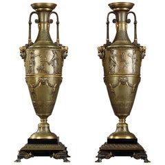 19th Century Large Pair of Vases à l'Antique in Barbedienne Taste