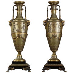 19th Century Large Pair of Vases à l'Antique in Barbedienne Taste 4