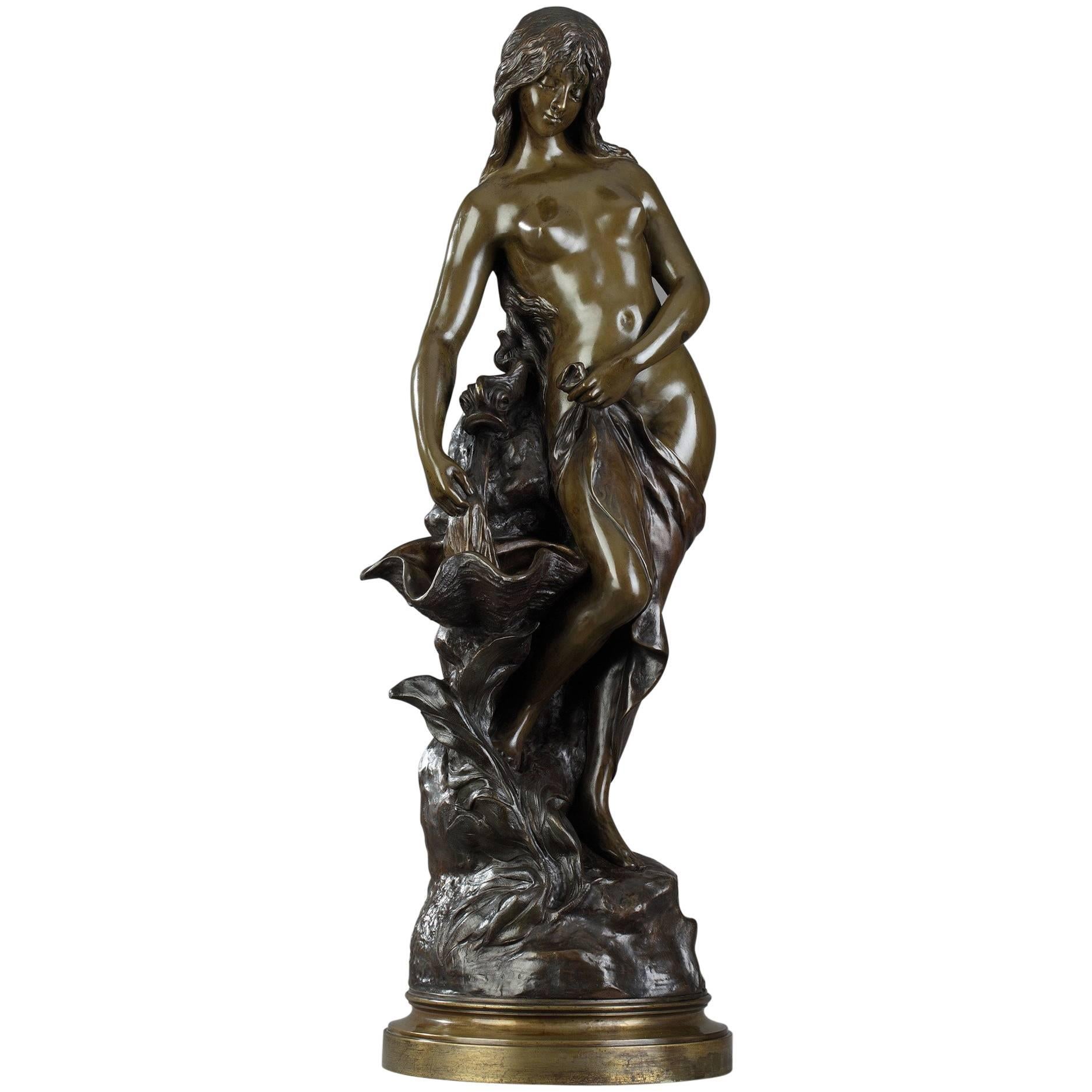 Bronze Figure "Ondine" by Pierre-Etienne Daniel Campagne