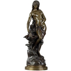 Bronze Figure "Ondine" by Pierre-Etienne Daniel Campagne