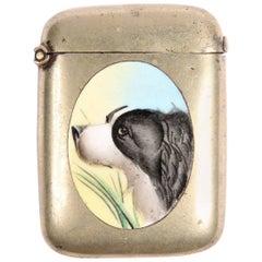 Antique Match Strike with Enamel English Springer Spaniel Portrait