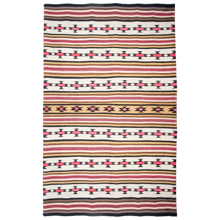 Unique and Impressive Navajo Wool Blanket For Sale at 1stdibs