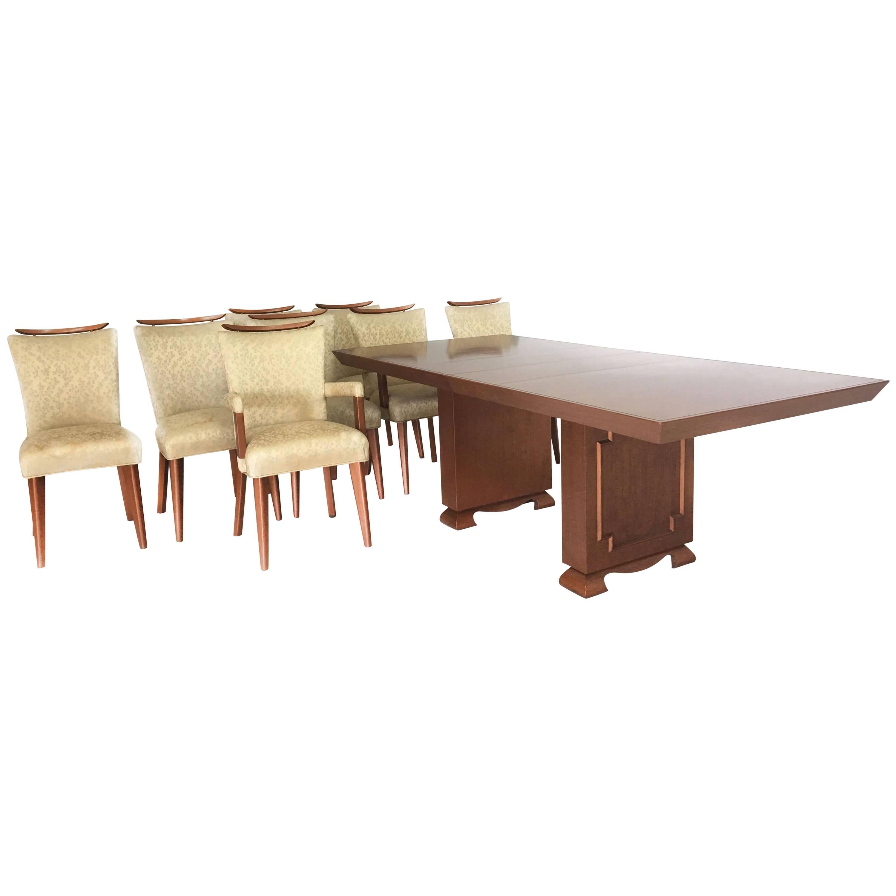 Mid-Century Dining Table and Chairs in the Style of James Mont For Sale