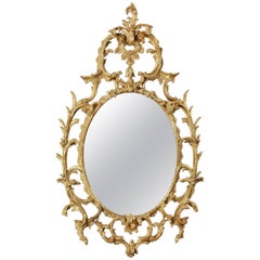 George III Giltwood Oval Mirror to a Design by Thomas Chippendale