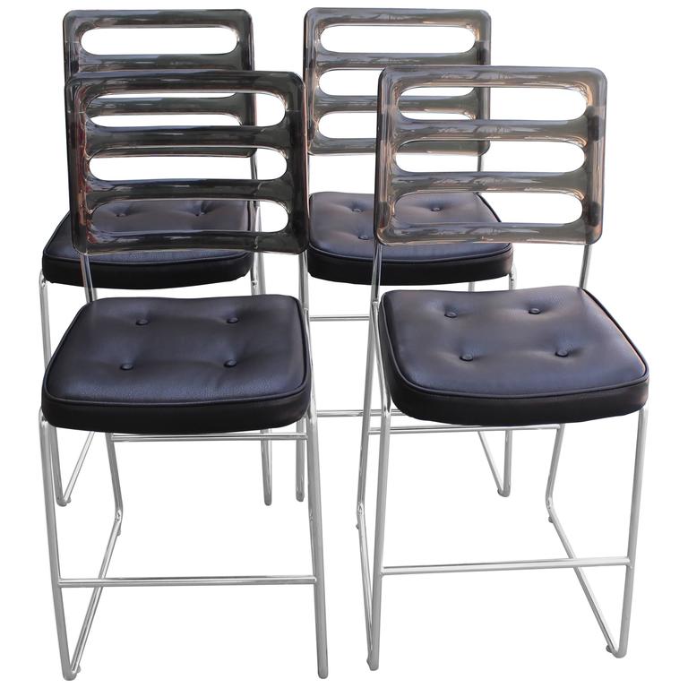 Set of Four MidCentury Chromcraft Bar Stools at 1stdibs