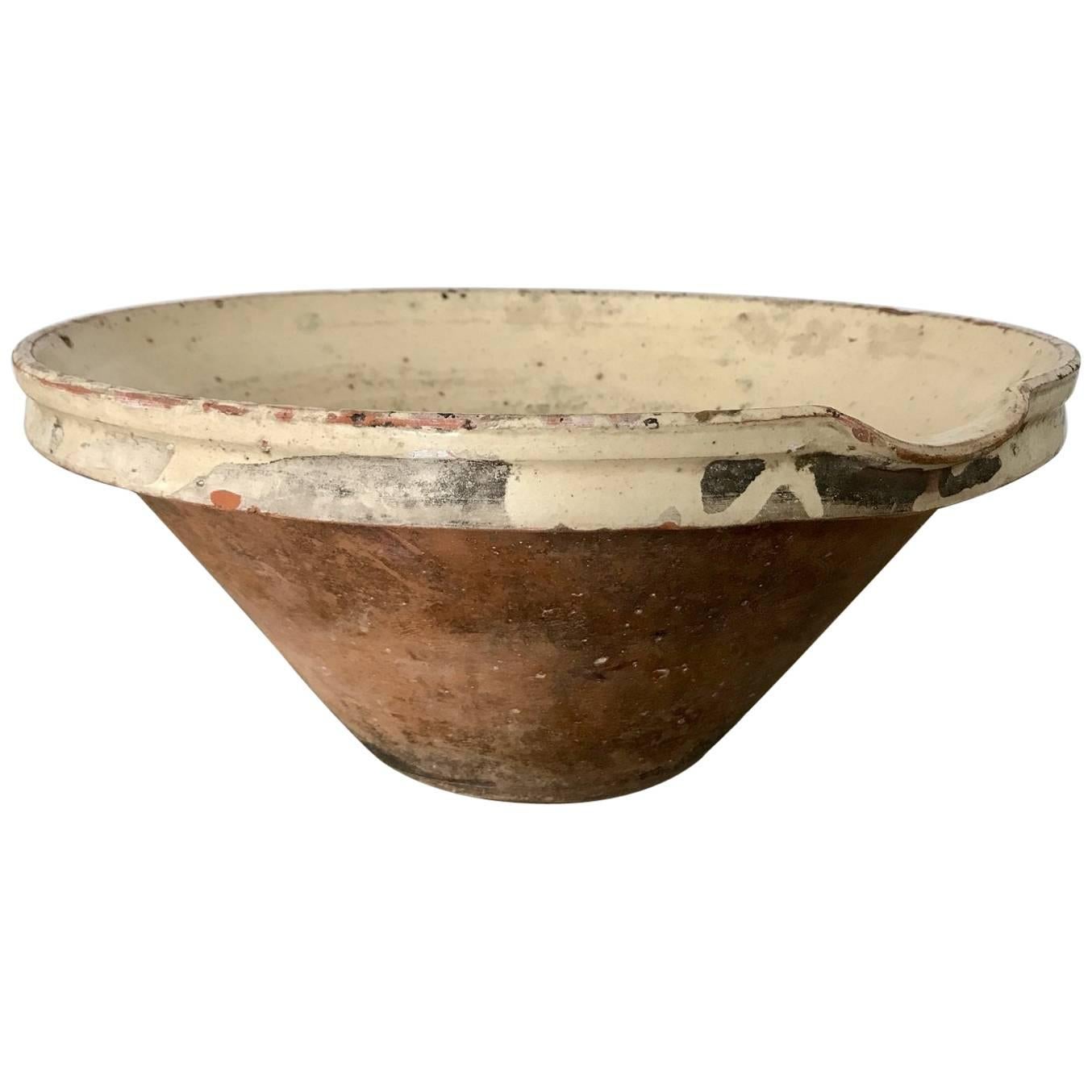 Antique French Earthenware Tian Bowl, Mid-19th Century For Sale