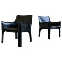 Pair of Cab Lounge Chairs by Mario Bellini for Cassina