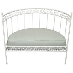 Vintage White Wrought Iron Settee