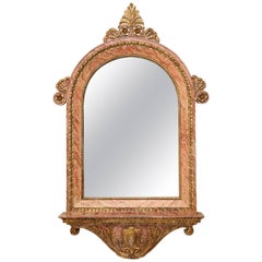 Antique Gilded and Faux Painted Architectural Mirror